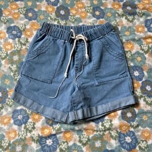 Blue denim shorts with drawstring waist Women's Small like new